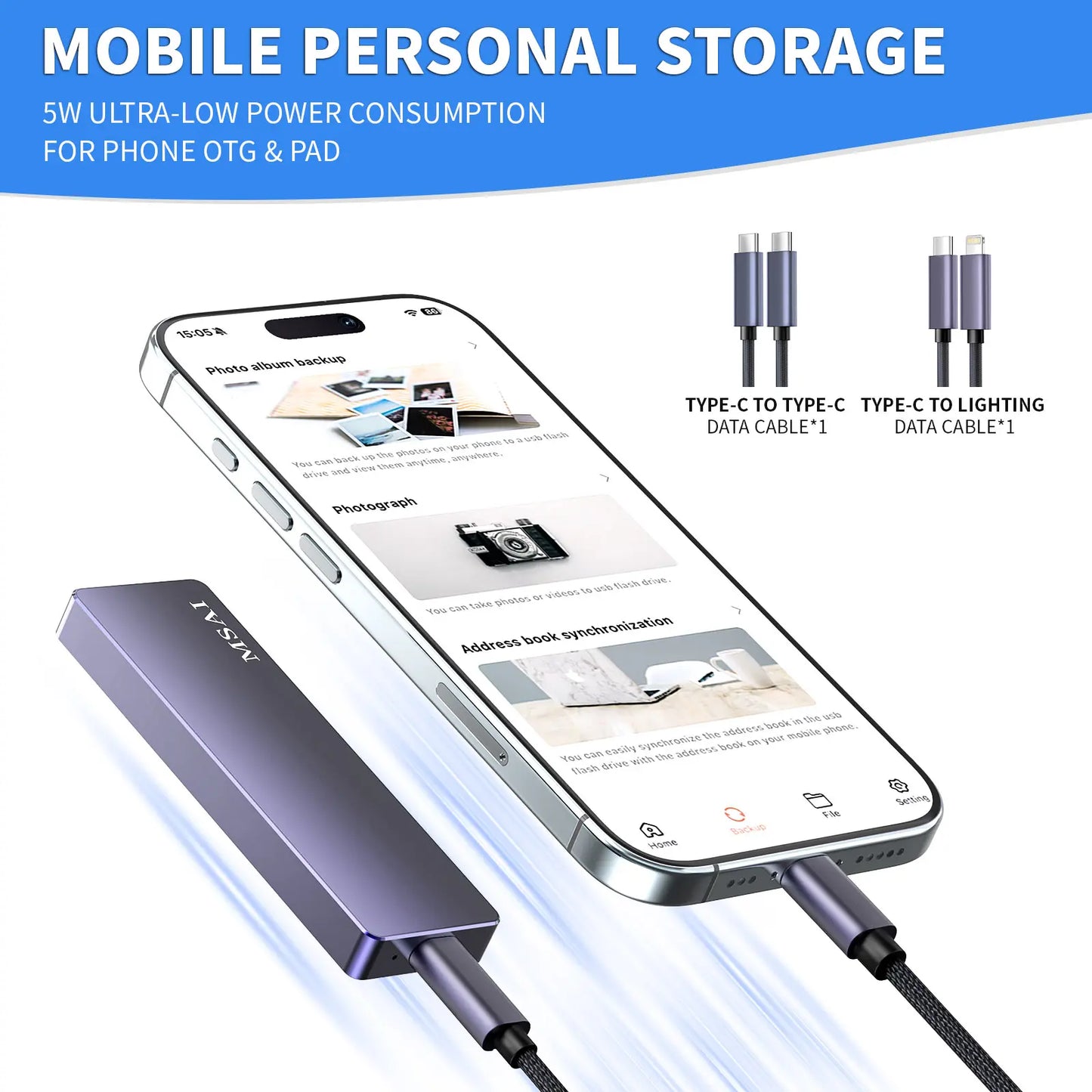 Funnypanda 1TB USB Flash Drive High-Speed USB 3.0 External Storage for Iphone Android PC Mac Foldable Design Easy Connectivity