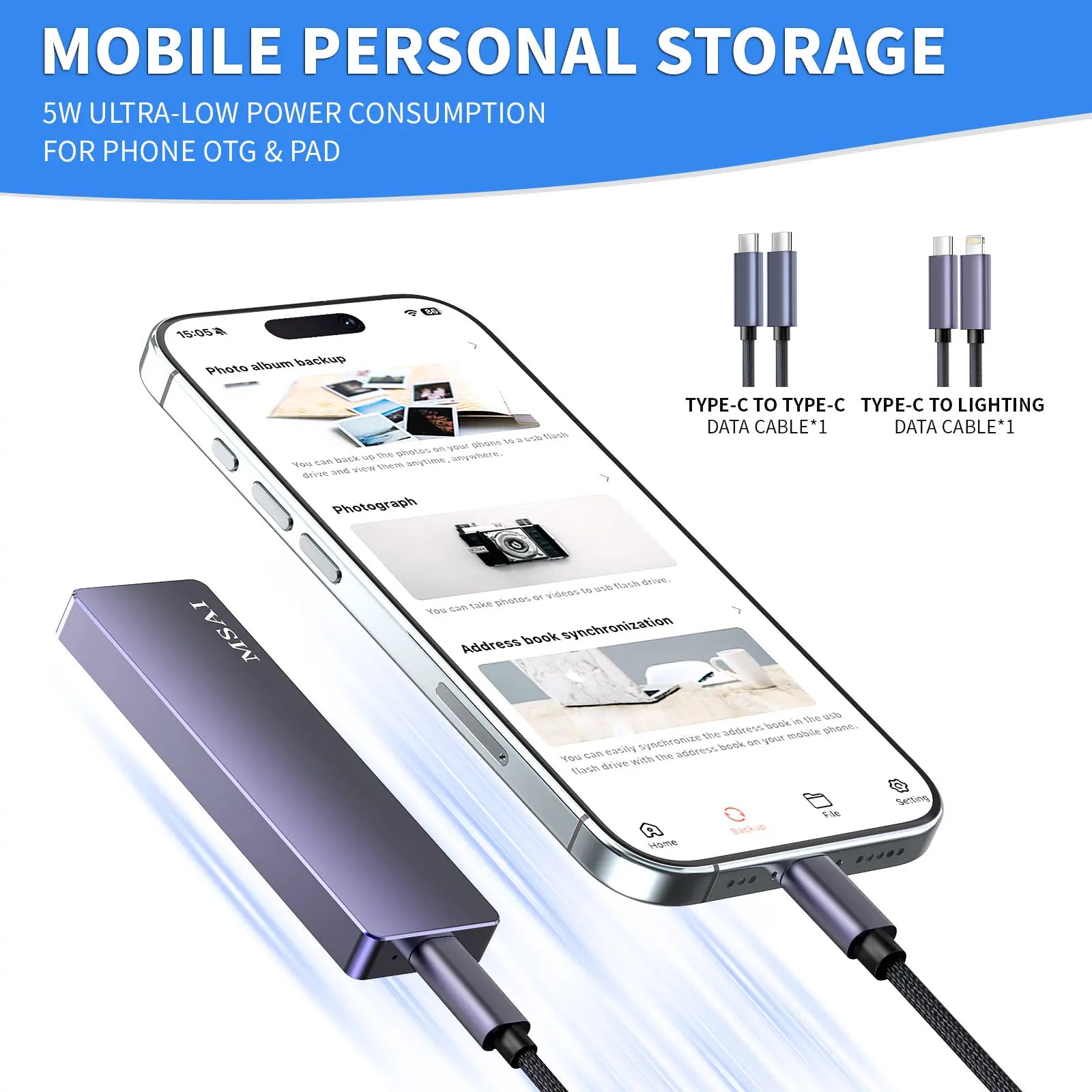 Funnypanda 1TB USB Flash Drive High-Speed USB 3.0 External Storage for Iphone Android PC Mac Foldable Design Easy Connectivity