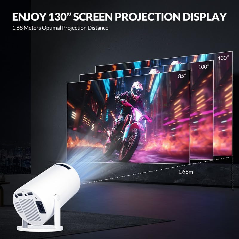 HY300 PRO+ LCD Smart Short Throw Projector for Home Theater | Android 11,4K Decoding,200 ANSI Lumens,Wifi6 Bt5.0,Low Noise 28Db,50000H Lamp Life,100-Inch Projection