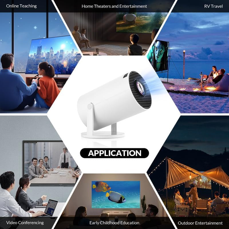 HY300 PRO+ LCD Smart Short Throw Projector for Home Theater | Android 11,4K Decoding,200 ANSI Lumens,Wifi6 Bt5.0,Low Noise 28Db,50000H Lamp Life,100-Inch Projection