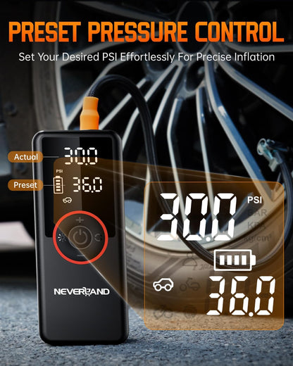 Portable SUV Tire Inflator - 30000Mah 180PSI 150W High Power Air Compressor with Digital Gauge Dual Lighting, Tire Inflator for Truck Car UTV Motorcycle ATV RV Bike and Charging DC 12V