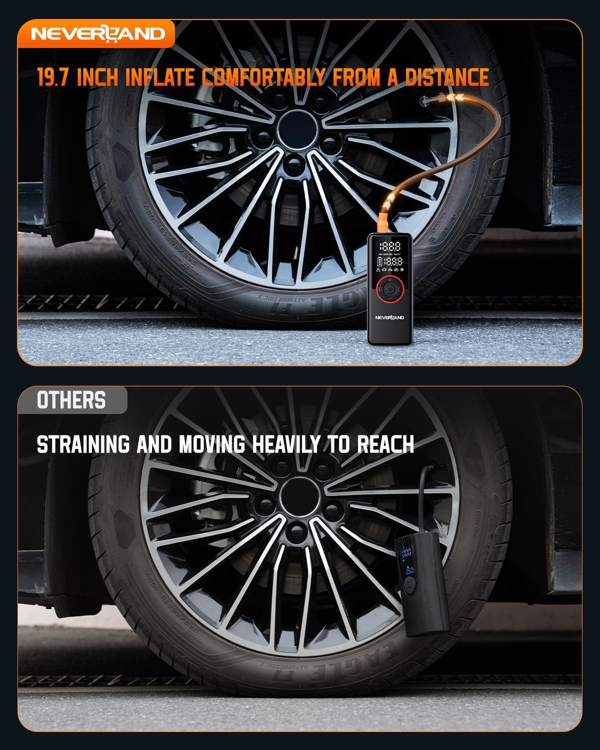 Portable SUV Tire Inflator - 30000Mah 180PSI 150W High Power Air Compressor with Digital Gauge Dual Lighting, Tire Inflator for Truck Car UTV Motorcycle ATV RV Bike and Charging DC 12V