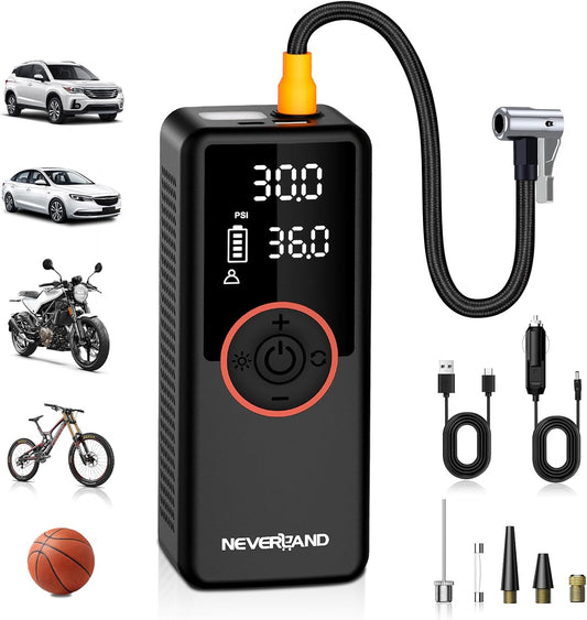 Portable SUV Tire Inflator - 30000Mah 180PSI 150W High Power Air Compressor with Digital Gauge Dual Lighting, Tire Inflator for Truck Car UTV Motorcycle ATV RV Bike and Charging DC 12V