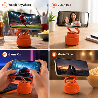 3-In-1 Compact Bluetooth Speaker - Magnetic 360° Rotatable Phone Stand, RGB Light, HD Sound, Portable Wireless Holder with Charging, Battery, Connection, for Office, Gaming, Creative Gift, Audios