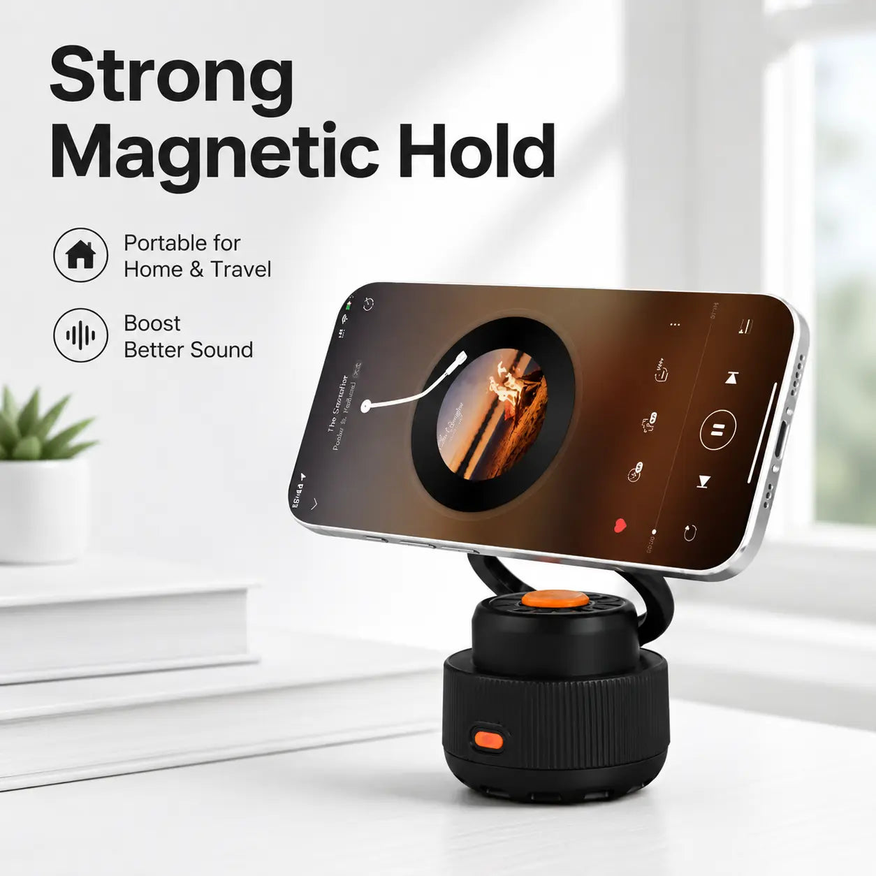 3-In-1 Compact Bluetooth Speaker - Magnetic 360° Rotatable Phone Stand, RGB Light, HD Sound, Portable Wireless Holder with Charging, Battery, Connection, for Office, Gaming, Creative Gift, Audios